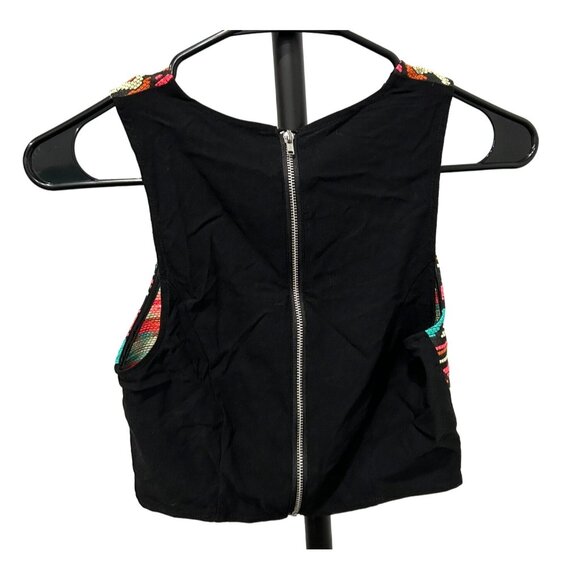 H&M Coachella NWT Womens Sleeveless Cropped Top Size 2 Boho Multicolor Pattern - Picture 2 of 8
